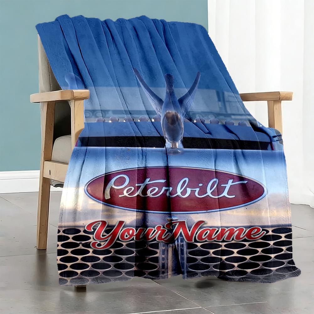 Peterbilt Heavy Trucks Personalized Name Blanket Throw Personalized Blanket Warmthful Decor Suitable for Home Decor Sofa Chair Seaside All-Season Use