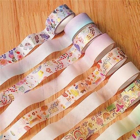 Masking tape 12-piece set cute washi beautiful artwork gold foil DIY craft journal planner scrapbook wrapping gift decoration (rustic animals)