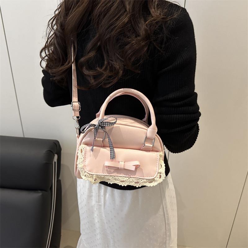 Style Bowknot Handbag Pu Leather Crossbody Bag With Zipper Closure For Casual Outings