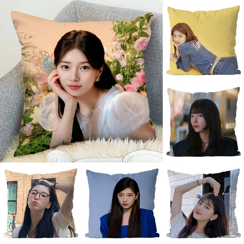 KPOPBBae Suzy Pillow Case Sofa Decorative Home Doublesided Print Plush Square Throw Pillow Cushion Cover