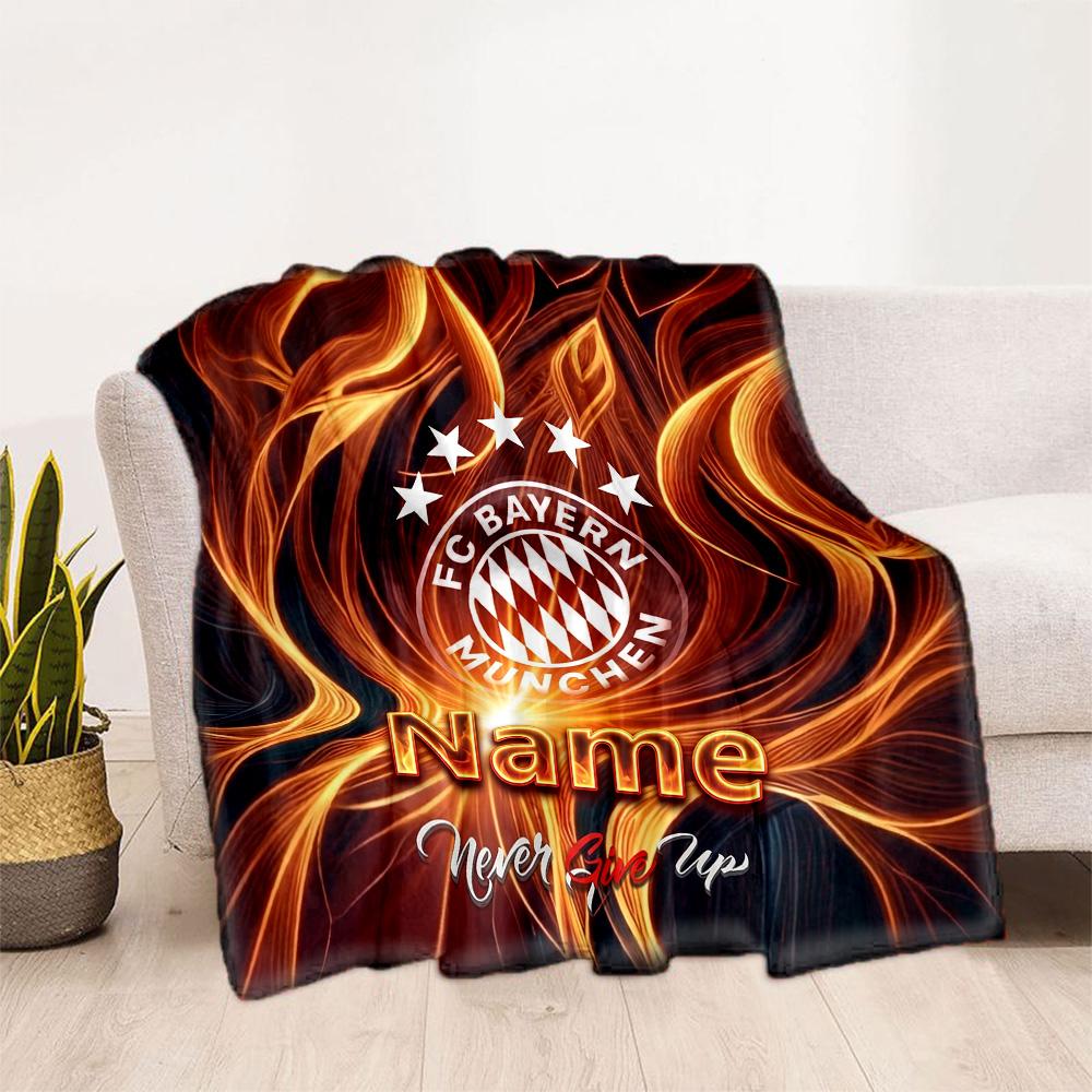 Bayern Munich Crest Customize Your Name Blanket Cozy Customizable Blanket Durable Comfort Perfect for Office Bedding Seaside Couch