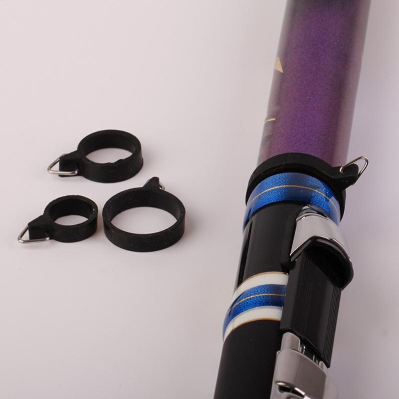 10Pcs Elastic Fishing Rod Hook Keeper Fish Poles Rubber Rings Metal Holder Fishing Rod Hook Keeper Baits Tool Accessory