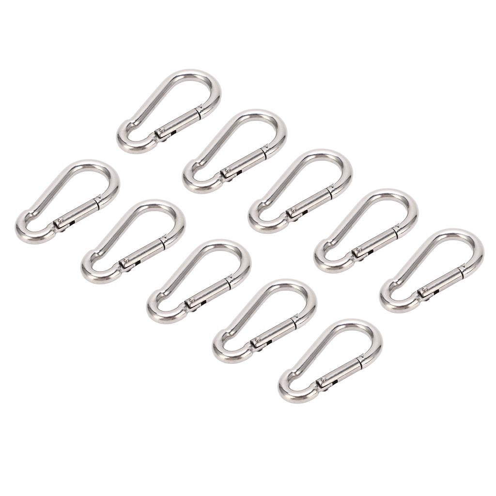 10Pcs Carabiner Clip Spring Snap Hook Heavy Duty Quick Link 304 Stainless Steel for Bird Feeders 4MM