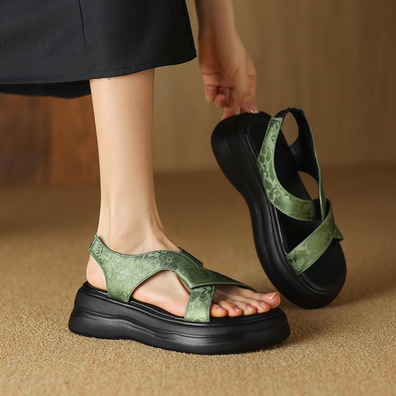 New Women's Platform Sandals Comfortable Foot Cover Round Head One Pedal Size Women's Soft Bottom Round Head Roman Sandals