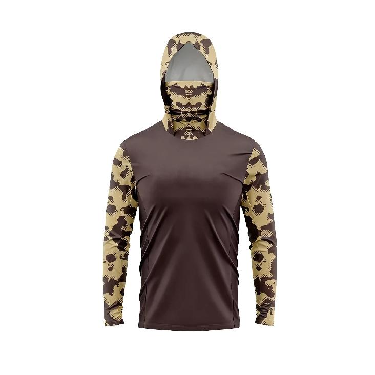 Fishing Shirts for Men Long Sleeve Beach Tops Outdoor UV Clothing Hooded Coat Breathable Fish Hoodies with Mask