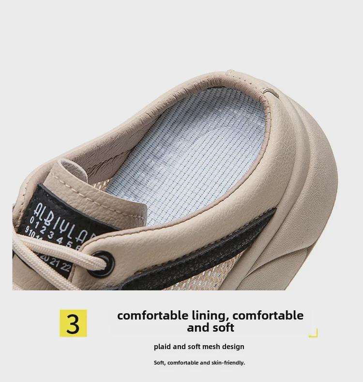 Женские летние полутапочки без застежек с закрытым носком из дышащей ткани и толстой подошвой — новинка 2025 года, легкий дизайн из белой сетки.