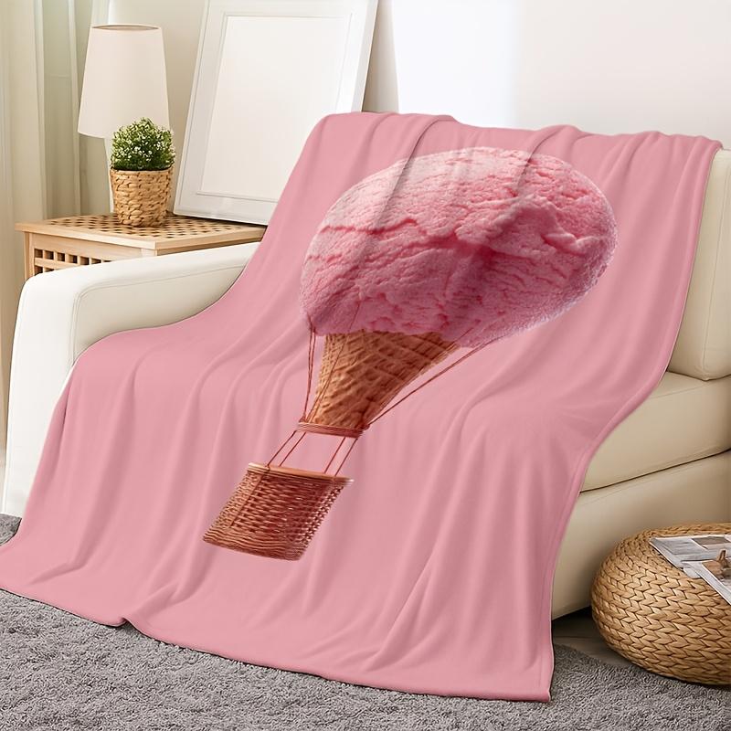 Ice cream hot air balloon pattern Flannel printed blanket suitable for all seasons suitable for living room office sofa travel