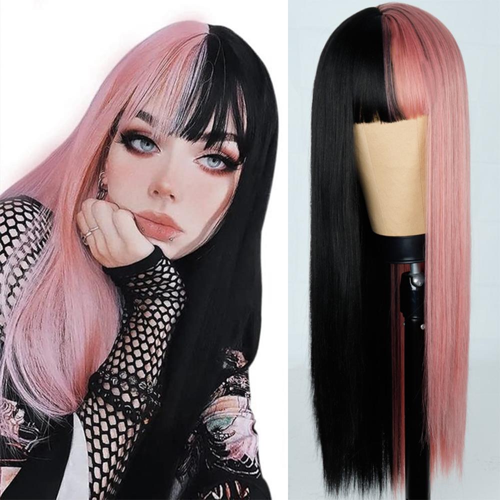 MISSQUEEN Синтетические длинные прямые парики с челкой, мягкие парики для женщин, косплей, вечеринка