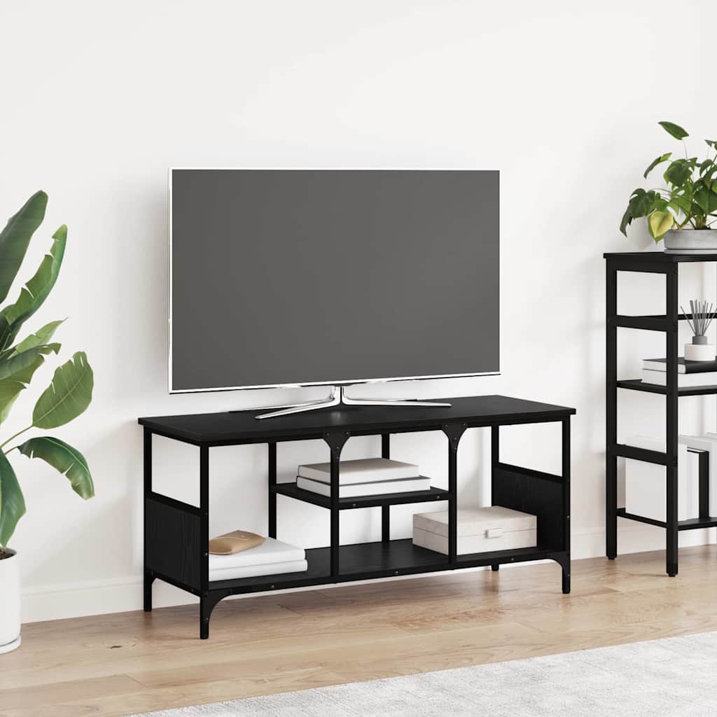 TV Stand in Black Oak Look 100 x 35 x 45 cm