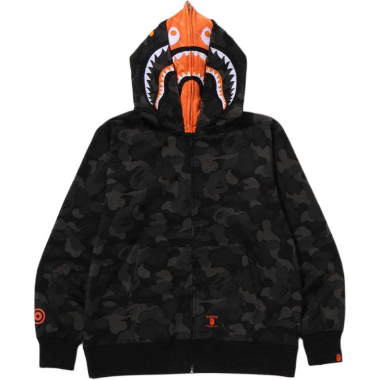 Худи на молнии с двойным капюшоном Bape X Porter Stand Shark 1L23-115-910