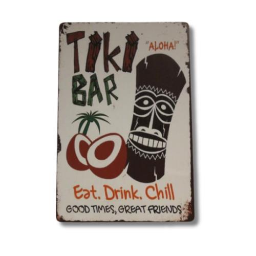 Тин-металлическая вывеска Tiki Bar в деревенском винтажном стиле Алоха Гавайи Луау Ешь Пей Расслабься Алюминий