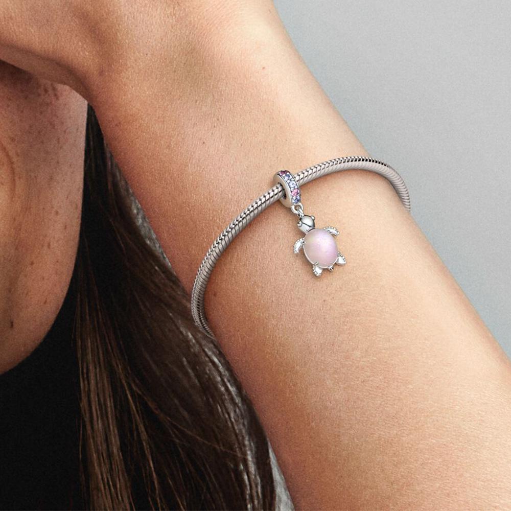 S925 серебро муранское стекло подвеска в виде морской черепахи с подвеской подходит оригинальный браслет ожерелье DIY ювелирные изделия для женщин подарок