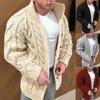 Мужской осенне-зимний теплый свитер, кардиган, сверхпрочный жаккардовый повседневный мужской костюм с длинным рукавом и воротником-стойкой