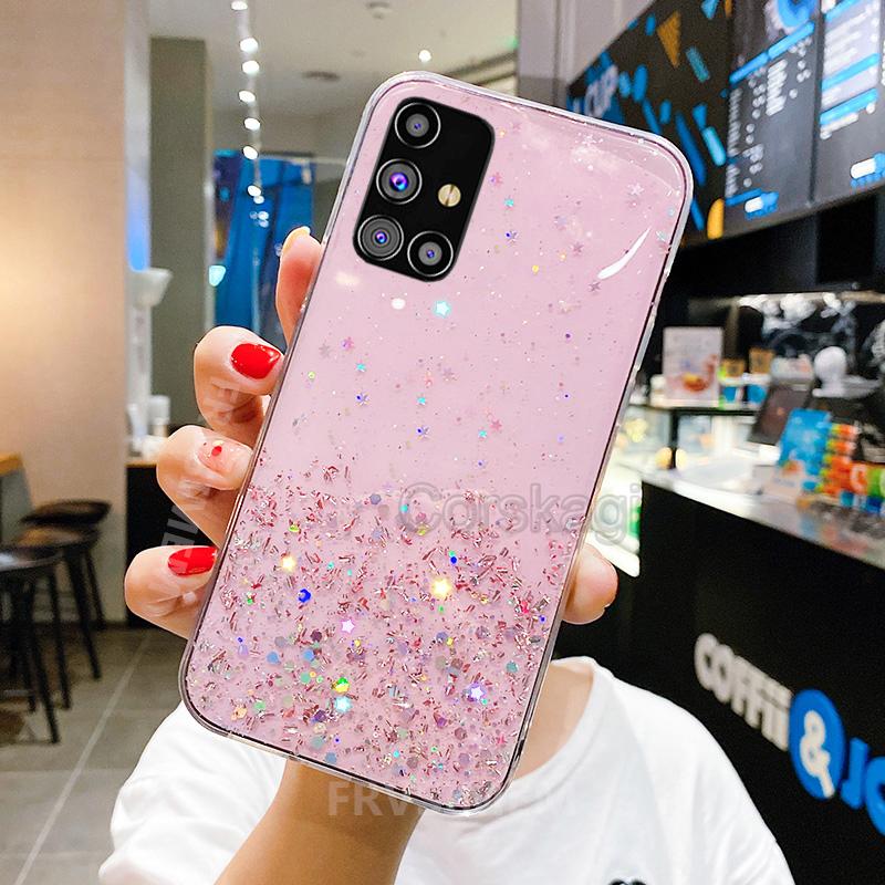 Glitter Sequins Phone Cases For Samsung Galaxy M12 M10 M11 M21 M31 M30S M31S M51 M62 Soft TPU For Samsung A10 A20 A30 A40 A50 A70 A21S A20S Cover Lady