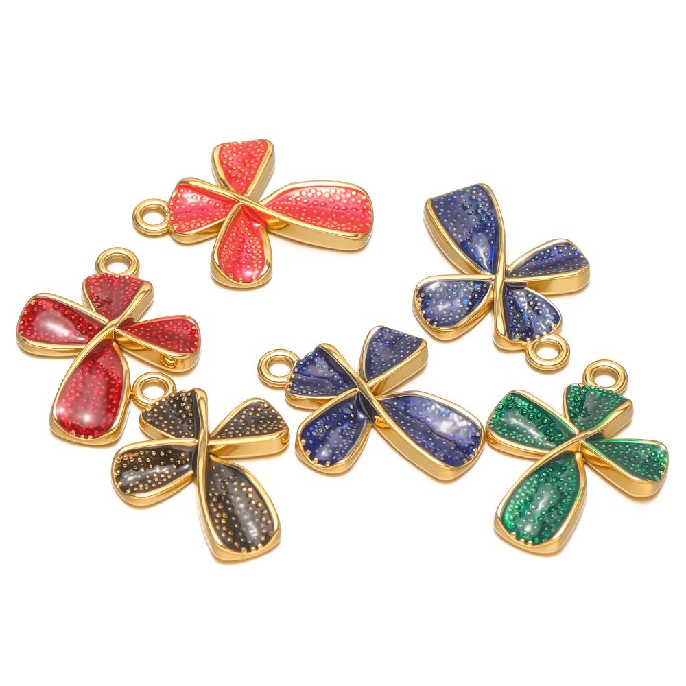 5pcs Stainless Steel Transparent Enamel Cross Dot Charms Pendant for Necklace Findings DIY Jewelry Earrings Making Supplies
