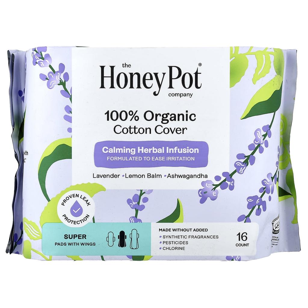 The Honey Pot Company Органический успокаивающий травяной настой, крылышки, супер, 16 штук