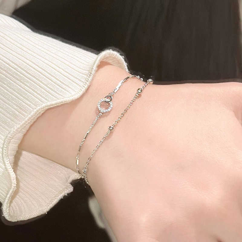 Mobius Double-layer Bracelet Women's Niche Light Luxury Temperament High-end Interlocking Round Bead Bracelet Women