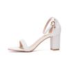 2024 New Summer High Heel Sandals Luxury Shallow Mouth Water Diamond Pearl Women's Casual Single Shoes Wedding Bride Shoes