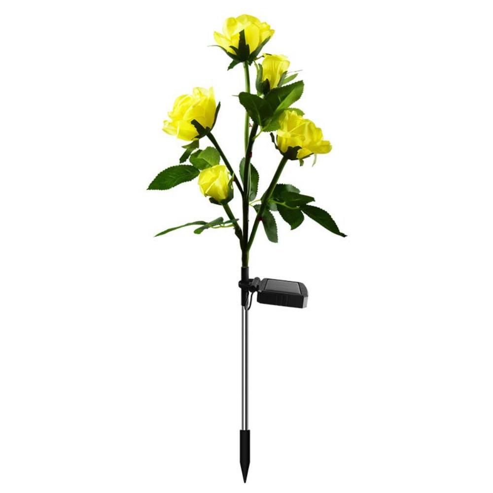 Уличный солнечный садовый светильник на солнечной батарее, реалистичный фонарь в виде солнечных роз, освещение газона