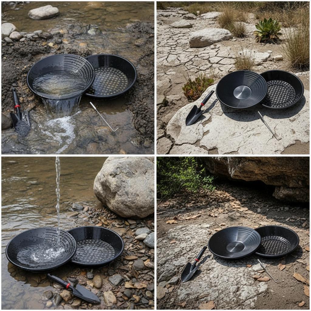 4 Pieces Gold Panning Kit with Hand Tools Portable Classifier Screen Vial Lightweight Equipment Long-Lasting for Hobbyists