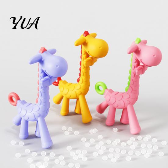 Essential Baby Shower Gift Giraffe Teething Toy for Infants, Food-Grade Silicone Chew Stick Gum Relief, Infant Massage Soother BPA-Free