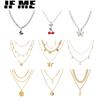 Korean Star Butterfly Pendant Necklace Fashion Gold Silver Necklaces Chain Choker Women Jewelry Accessories