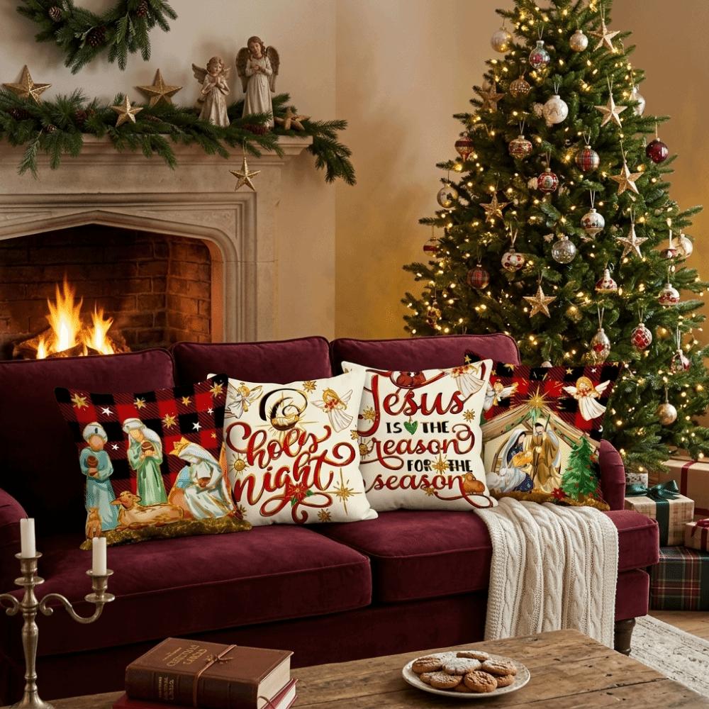 2D Printed Christmas Pillow Covers Soft Xmas Pillowslip Xmas Throw Cushion Case Home