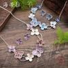 Exclusive for Enamel Butterfly Flower Stud Earrings Necklace Set, Women's Simple Versatile Painting Oil Butterfly Necklace
