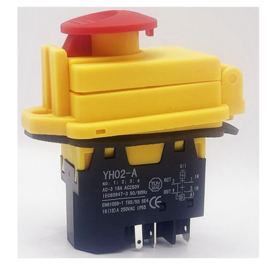 YH02-A Electromagnetic Switch 250V 16A 4PIN Start Push Button for Machine Tool Equipment Waterproof