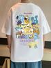 Pure Cotton Shortsleeved Tshirt for Unisexs Summer A New Cartoonprinted Casual Halfsleeved Loose Top with A Hong Kong Style