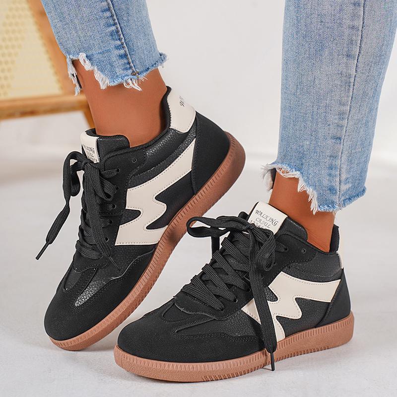 Модные кроссовки смешанного цвета с высоким верхом для женщин 2024 года, удобная спортивная обувь с мягкой подошвой, легкие нескользящие кроссовки на плоской подошве, большие размеры