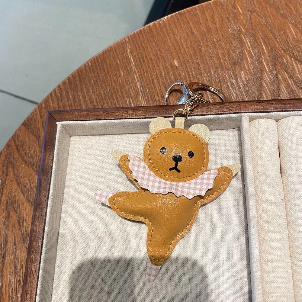 Лоскутный балетный медведь брелок животное автомобильный брелок кавайный PU медведь кулон студенты