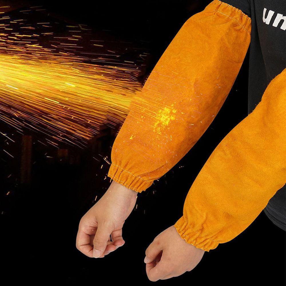 Heat Resistant Leather Welding Sleeve Cover Fireproof Cow Leather Arm Guards Spark Protection