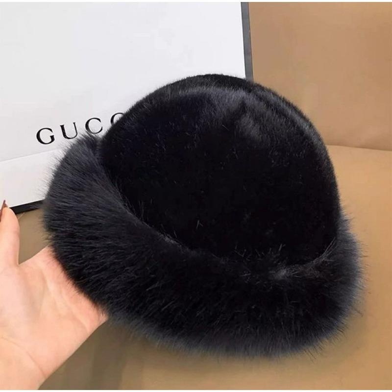Winter New Plush Imitation Fox Bucket Hat Cold-proof Thickened Hat Imitation Leather Mongolian Warm Ear Protector Basin Hat