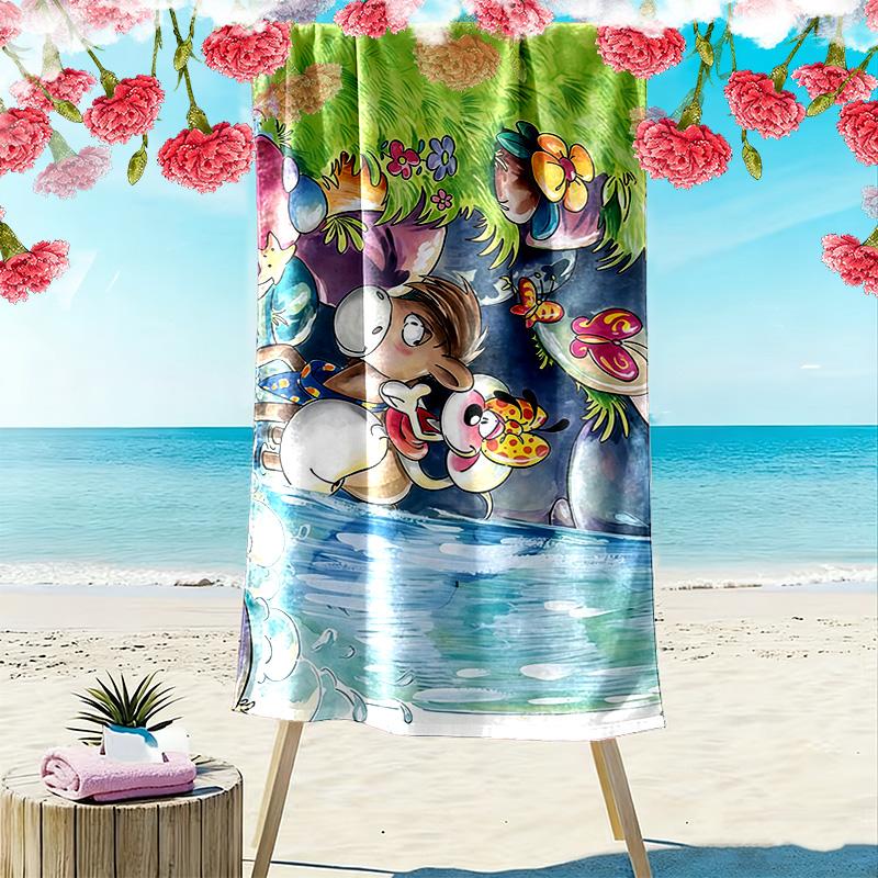 Diddl the Jumping Mouse2 Print Beach Towel, Large Soft Quick Dry Towel for Beach Camping Swimming
