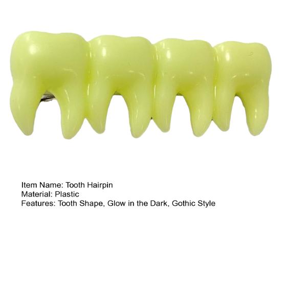 Girl Teeth Hair Clips Halloween Gothic Style Tooth Shape Hairpins Glow In the Dark Hair Pins Hair Accessories