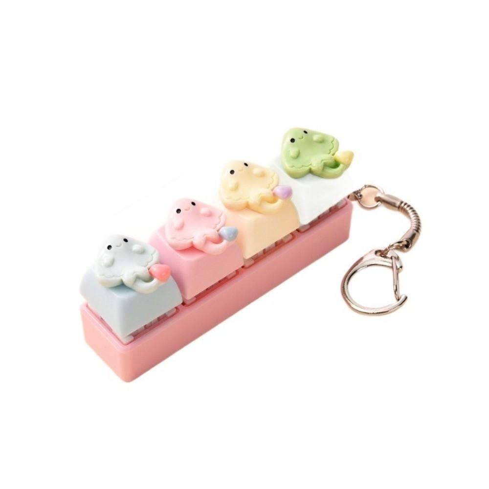 Anxiety Relief Jellyfish Push-button Keychain 4 Keys Fidget Clicky Button Fidget Clicker Fun Toys