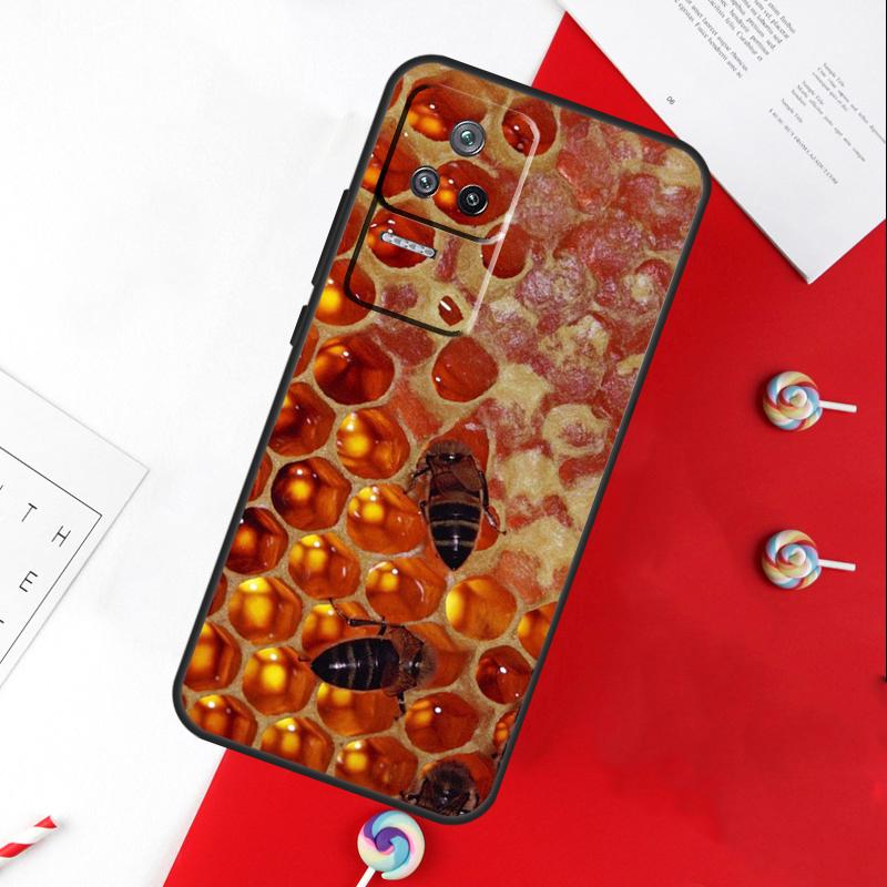 Золотой Медовый Сотовый Чехол с Пчелой для Xiaomi 11T 12T 13T 14T Pro 13 14 15 Ultra POCO X7 Pro X3 X5 X6 F5 F6 M6 Pro
