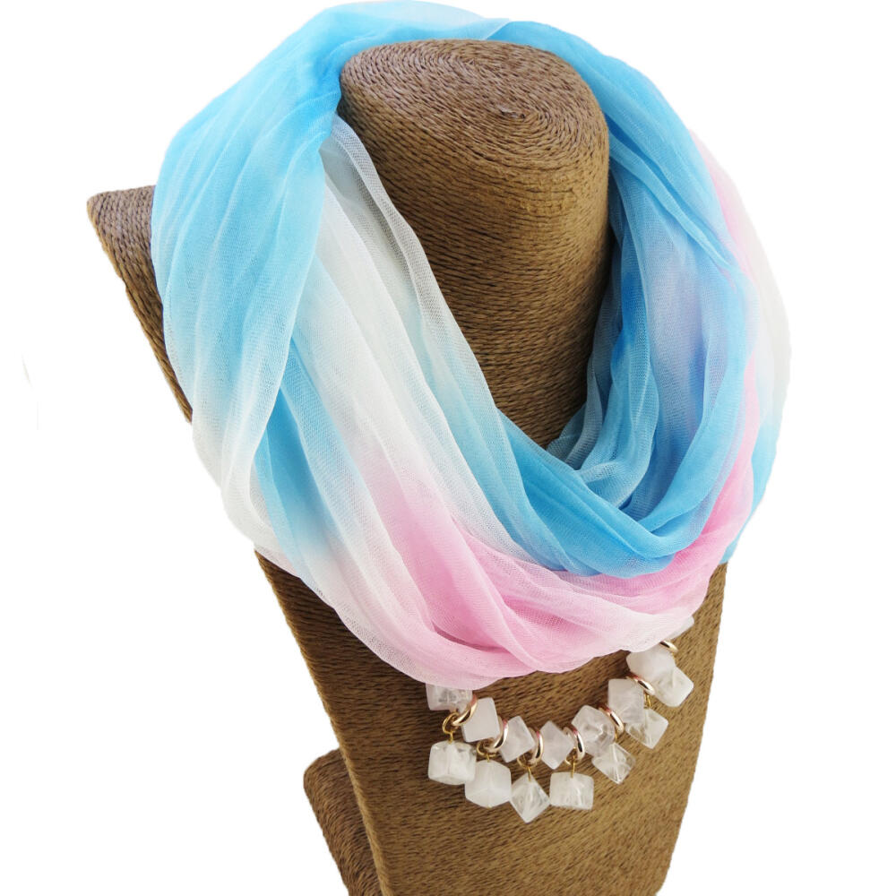 Летний солнцезащитный шарф Градиентный шелковый шарф Шарф Смоляной кулон-ожерелье Женские украшения Шарф