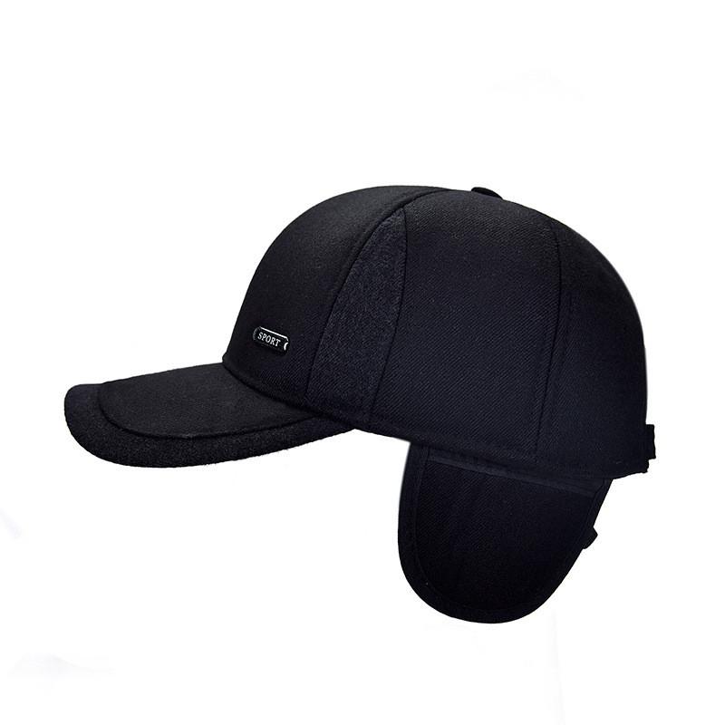 Fashionable Black Gray Coffee Winter Baseball Cap For Men With Warm Cotton Fabric