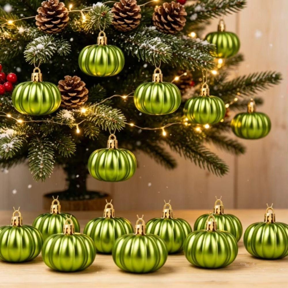 12 Pcs Plastic Pumpkin Hanging Ornaments Matte Thanksgiving Decorations Harvest Party