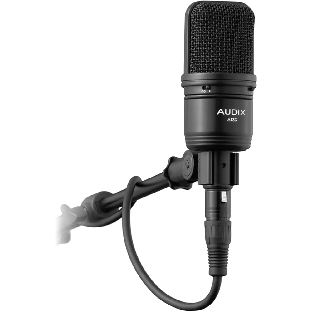 AUDIX A133 Large Diaphragm Condenser Microphone for Instrument Recording, Guitar Amplifiers, Drum Overheads, and Video Streaming in Studios, with Pads