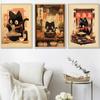 Japanese Noodle Black Cat Posters Funny Ramen Noodles Kitchen Wall Art PrintsCanvas Painting Pictures for Restaurant Home Decor