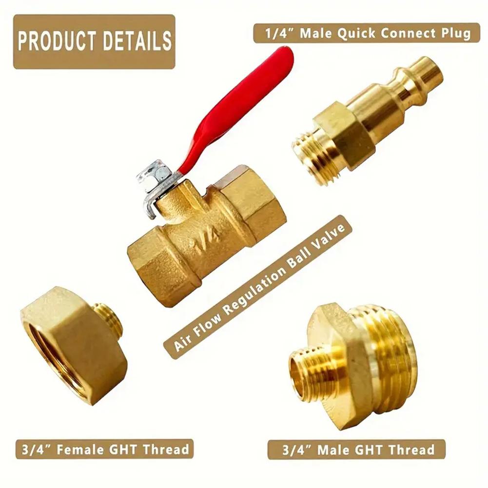 1 Set High Pressure Washer Gun Ball Calve Water Switch Copper Pipe Joint Nozzle Valve Plug Fittings 3/4 Male And Female Thread
