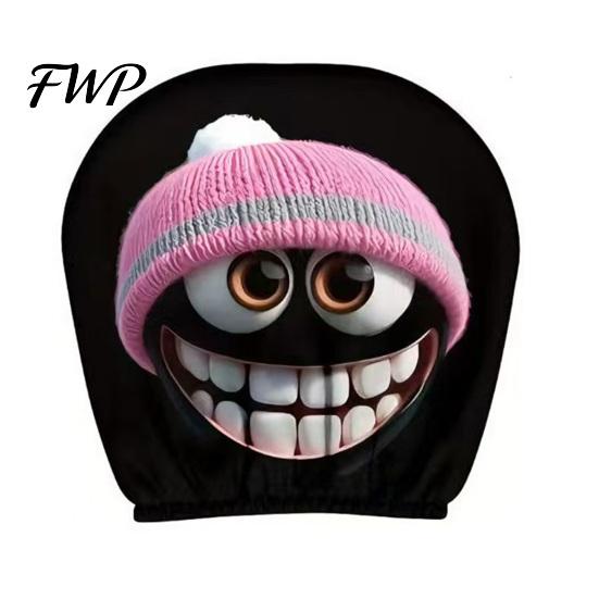 Decorative Car Headrest Protector Funny Covers, Ice Silk Double Side Breathable Cover Print, Stretchable Universal Auto Seat Neck Pillow Cartoon