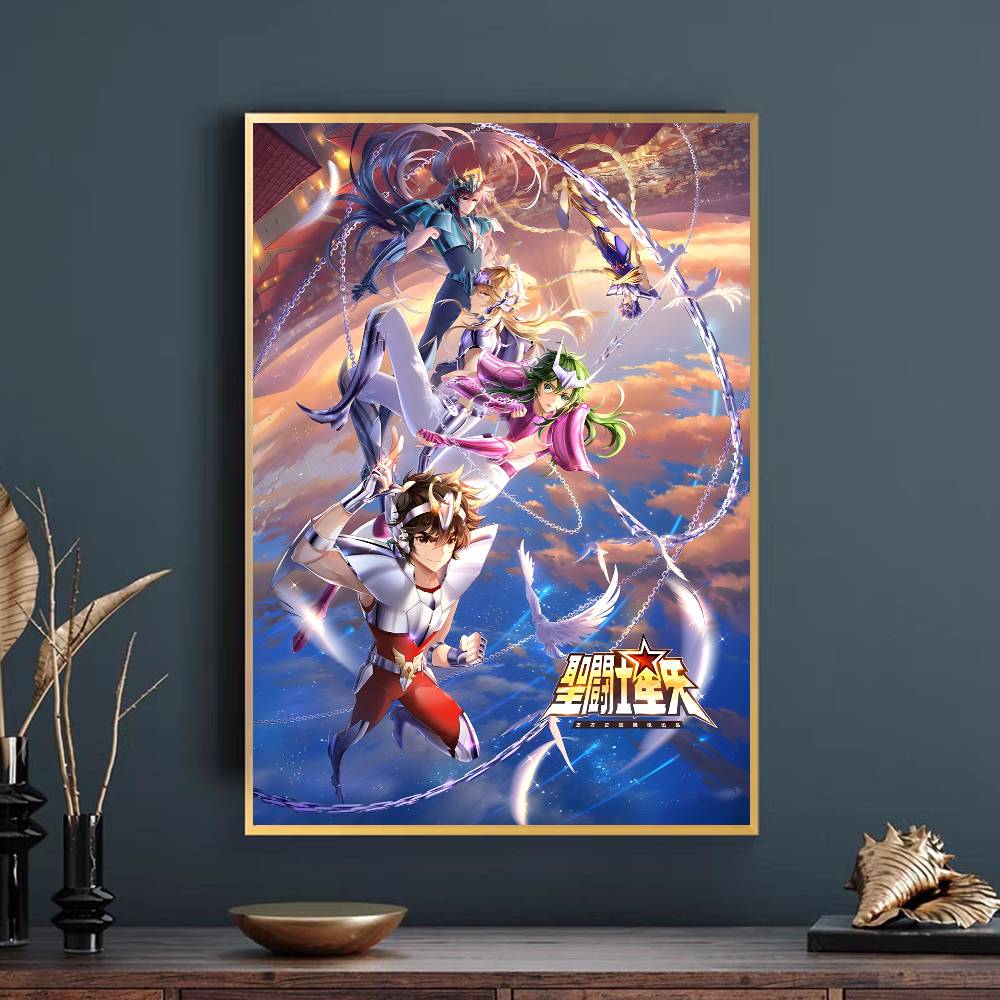 Saint Seiya Poster Self-adhesive Art Waterproof Paper Sticker Coffee House Bar Dorm Room Wall Decor