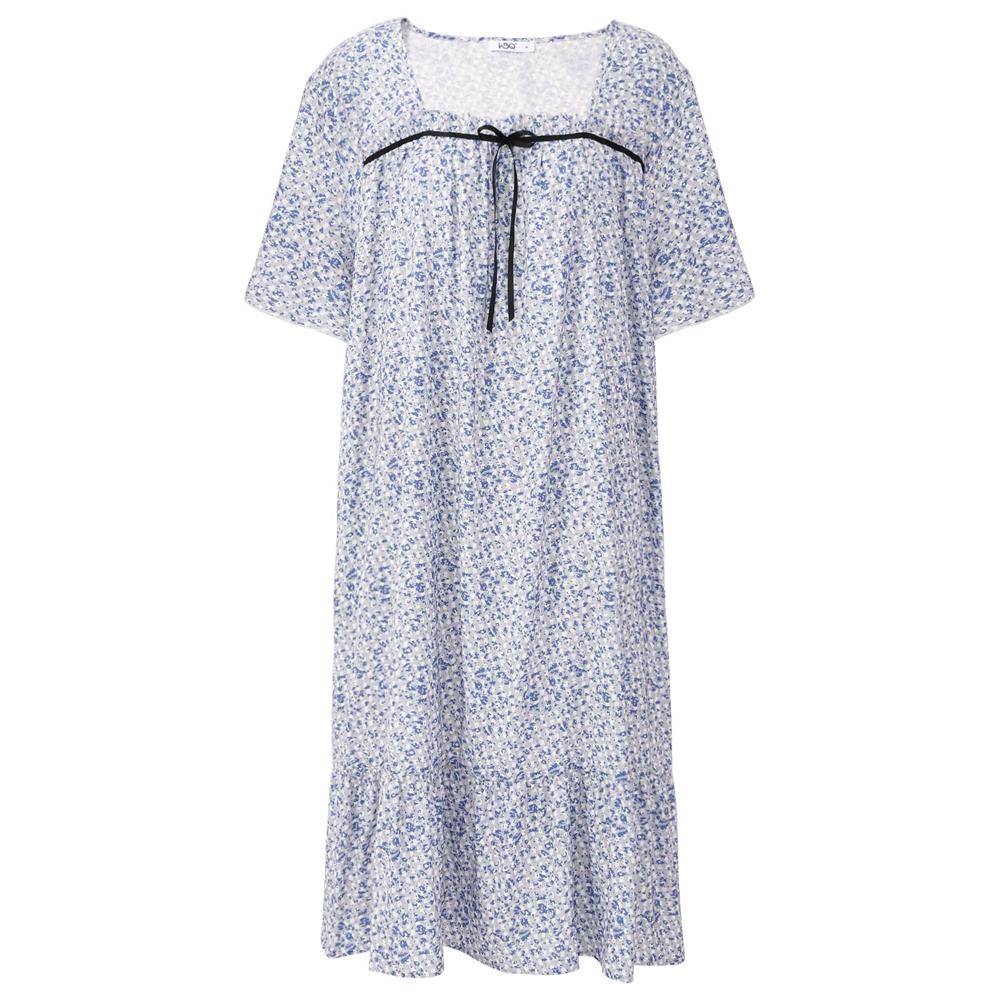 Женские ночные рубашки с цветочным принтом, кружевная ночная рубашка с круглым вырезом и коротким рукавом, свободная одежда для сна, милая домашняя одежда