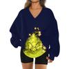 Women's Loose And Comfortable Letter V-neck Sportswear Long-sleeved Sweatshirt Daily Matching Clothes