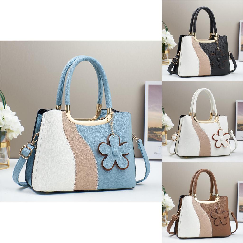 Сумка из искусственной кожи с цветными блоками и карманами на молнии для повседневного использования