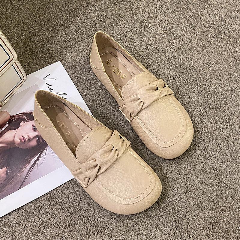 Casual Shallow Doudou Shoes Women's Spring New Beef Tendon Soft-soled Single Shoes Two Wear Non-slip Mother Shoes One Pedal Women's Shoes